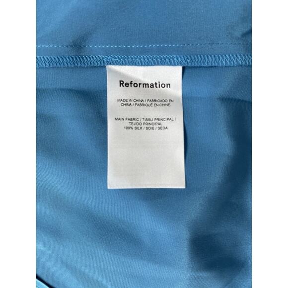 Reformation Blue Antoni Keyhole Silk Satin Midi Dress Size 12 $278 - Picture 8 of 8